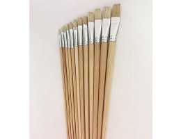 Paint Brush-Long Handle Medium Flat Set of 12