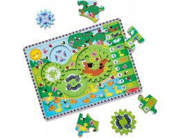 Wooden Animal Chase Jigsaw Spinning Gear Puzzle – 24 Pieces