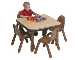 Baseline Preschool 30″ Square Table & Chair Set – Natural wood