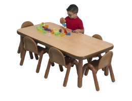 Baseline Preschool 60″ x 30″ Rectangular Table & Chair Set – Natural Wood