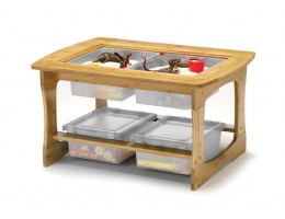 Bamboo Sensory Table with clear tubs