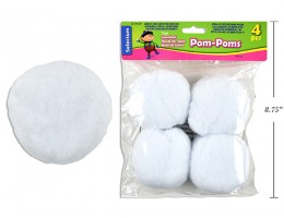 Jumbo White Pom Poms (4)