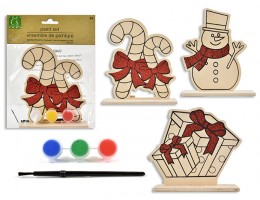 Xmas Paint Your Own Wooden w/Glitter Tabletop Craft Kit