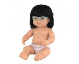 Anatomically Correct Baby Doll Asian Girl with Glasses