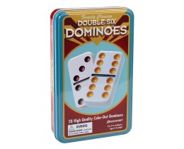 Double Six Color Dot Dominoes in a tin