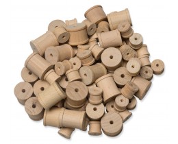 Natural Wood Spools Assorted Sizes 144pc