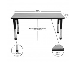 As We Grow Rectangular Adjustable Table- 24″ x 48″