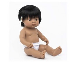 Anatomically Correct Baby Doll Hispanic Boy with Hearing Aid